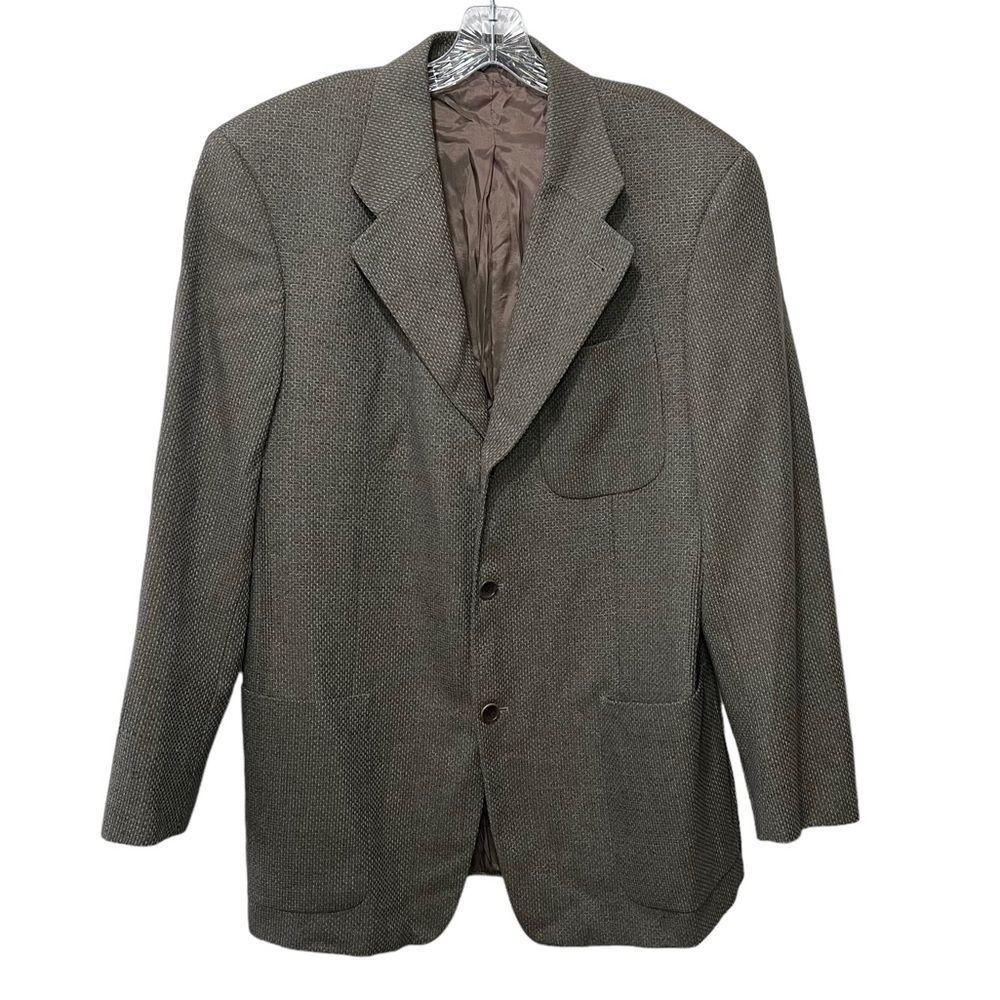 Men's Mondo di Marco Tweed Wool Blend Tan/Green 2 Button Italian Blazer 42 Reg